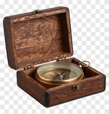 Vintage Compass In Wooden Box PNG