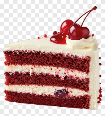 Red Velvet Cake Slice With Cherries PNG