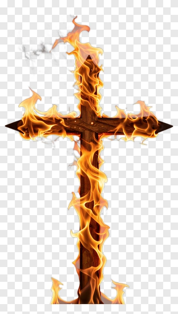 Burning Wooden Cross PNG
