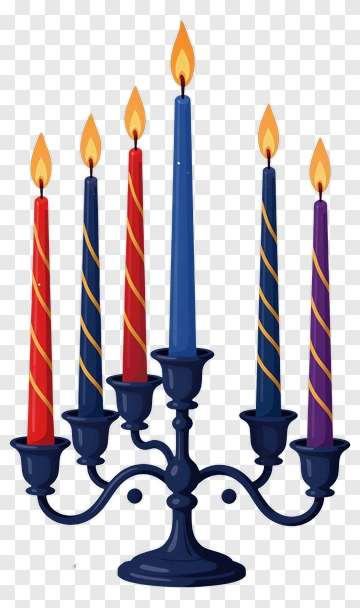 Colorful Candles On A Candelabra PNG