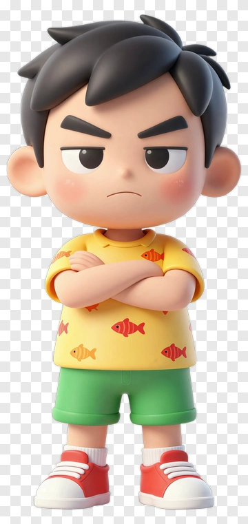 Cartoon Boy With Fish Pattern Shirt PNG