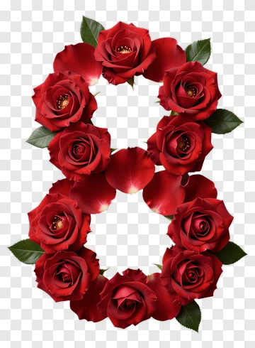 Red Roses Forming The Number Eight PNG