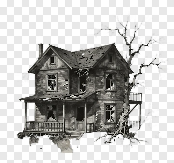 Abandoned House With Bare Tree PNG