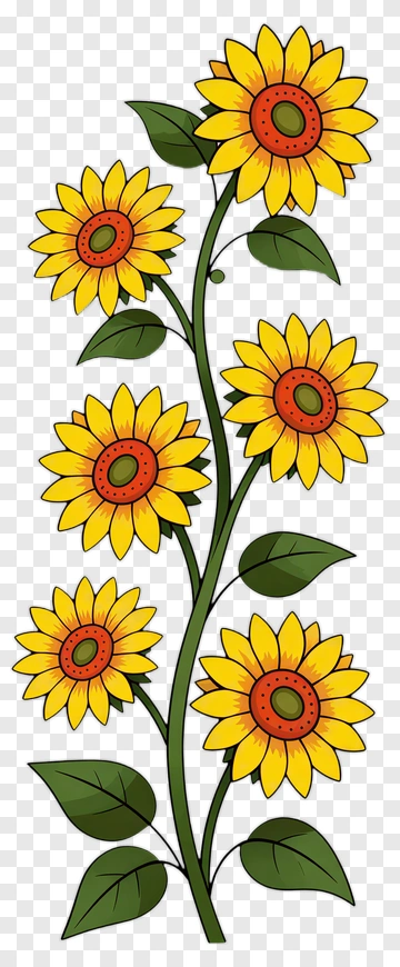 Colorful Sunflower Bouquet PNG