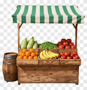 Fruit And Vegetable Market Stall PNG