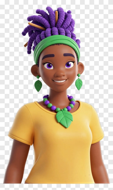 Cartoon Girl With Leaf Accessories PNG