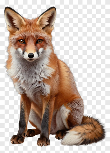 Realistic Fox Sitting PNG