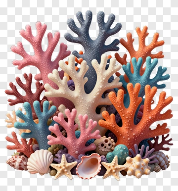 Colorful Coral Reef Composition PNG