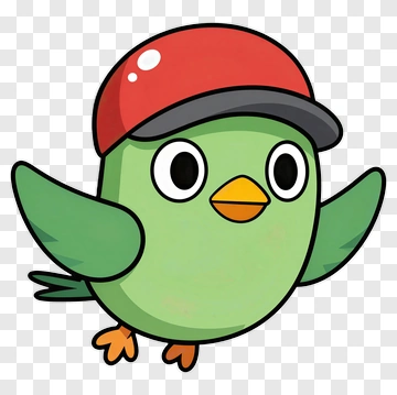 Cartoon Bird Wearing A Red Cap PNG