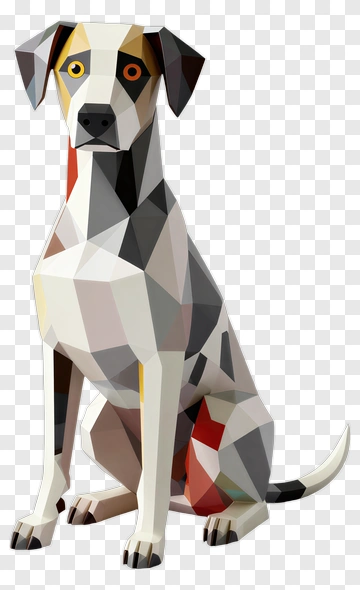 3D Dog Sitting In A Polygonal Style PNG