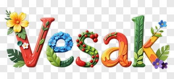 Colorful Vesak Text Decoration PNG