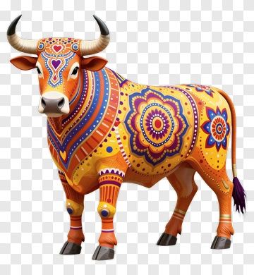 Colorful Decorative Cow PNG