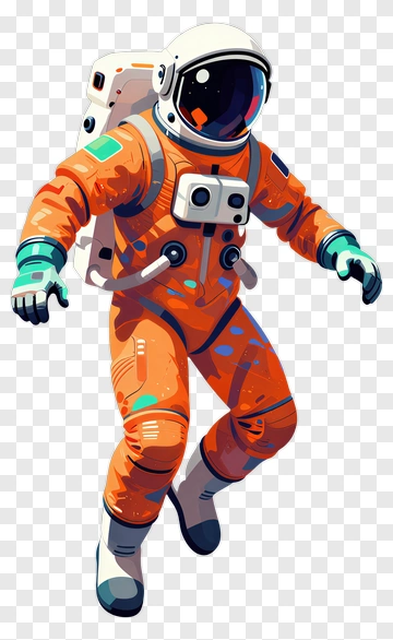 3D Astronaut In Orange Space Suit PNG