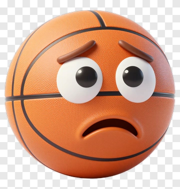 Cartoon Basketball With Sad Expression PNG