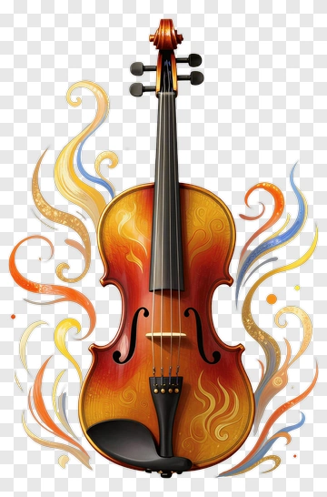 Violin With Colorful Swirls PNG
