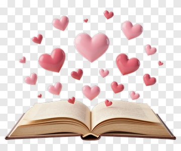 Open Book With Floating Hearts PNG