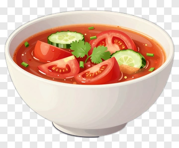 Bowl Of Tomato Soup With Vegetables PNG