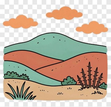 Abstract Landscape With Mountains And Clouds PNG