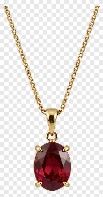Gold Pendant Necklace With Red Gemstone PNG