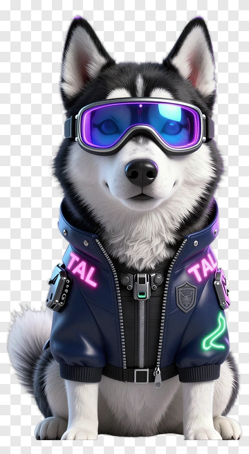 Stylish Siberian Husky Wearing Sunglasses PNG