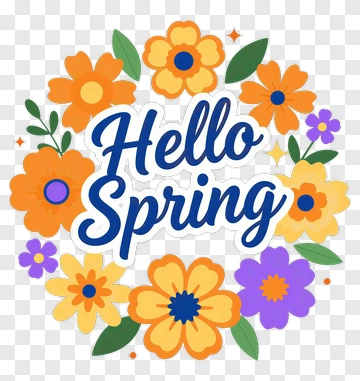 Hello Spring Floral Design PNG