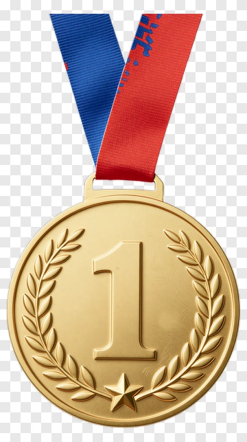 Gold Medal With Number One PNG