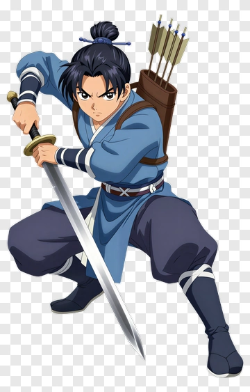 Anime Warrior Holding A Sword PNG