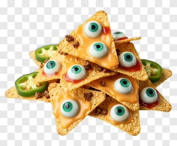 Halloween Nachos With Eyeballs And Jalapeños PNG