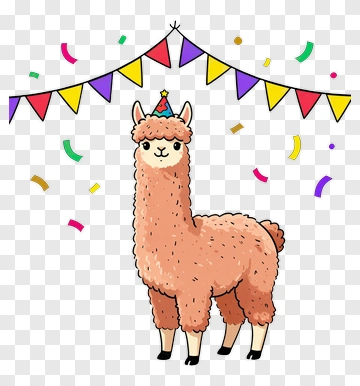 Cartoon Alpaca Wearing A Party Hat PNG