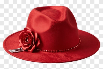 Red Hat With Flower Decoration PNG