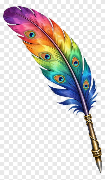 Colorful Peacock Feather Quill PNG