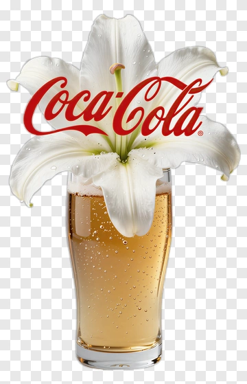 Coca-Cola Glass With White Lily PNG