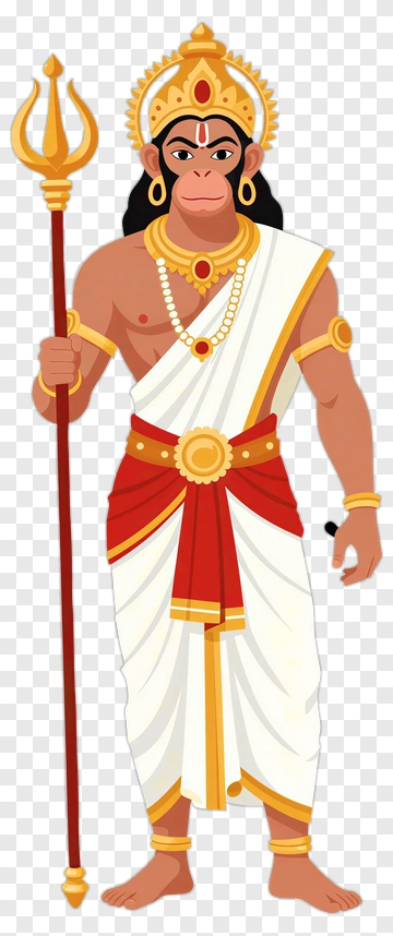 Cartoon Hanuman Holding A Trident PNG