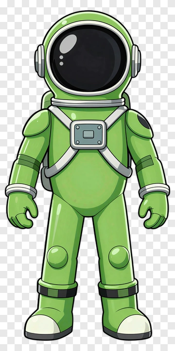 Cartoon Green Astronaut PNG