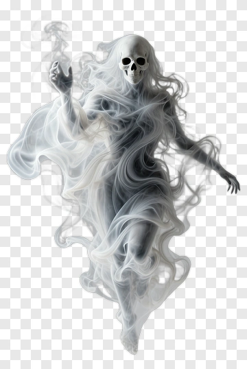 Cartoon Ghost With Skull Head PNG