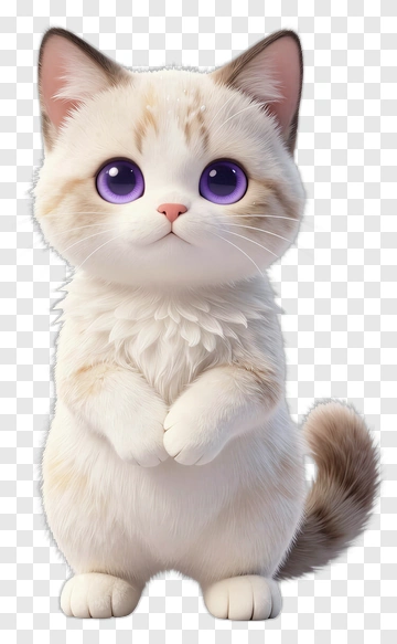 Cartoon Cat With Big Eyes PNG