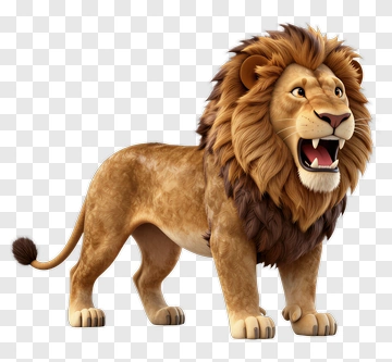 Cartoon Lion Standing Proud PNG