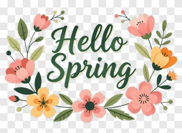 Hello Spring Floral Design PNG