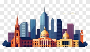 Colorful City Skyline Illustration PNG