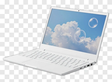 White Laptop With Cloud Background PNG