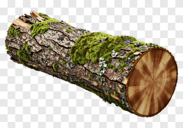 Mossy Log With Flowers PNG