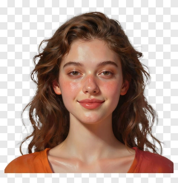 Portrait Of A Young Woman With Wavy Hair PNG