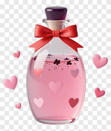 Pink Love Potion Bottle With Hearts PNG