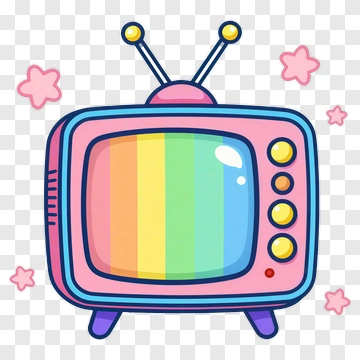 Cartoon Television With Rainbow Screen PNG