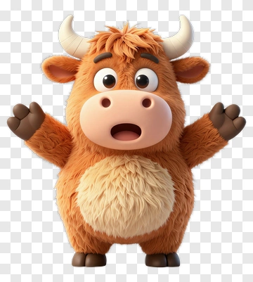 Cartoon Cow With Raised Arms PNG
