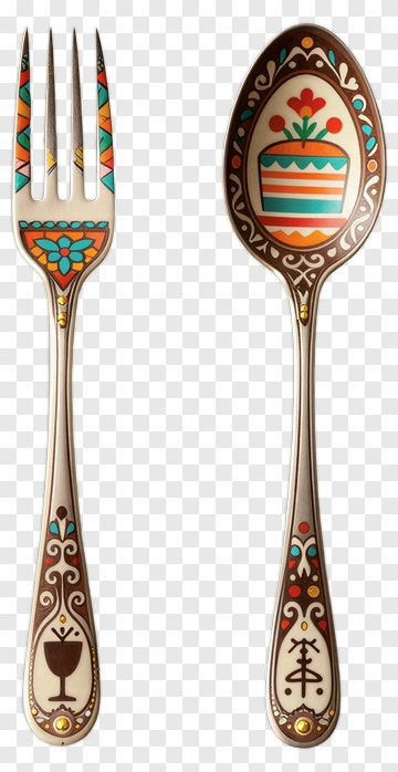 Decorative Fork And Spoon Set PNG