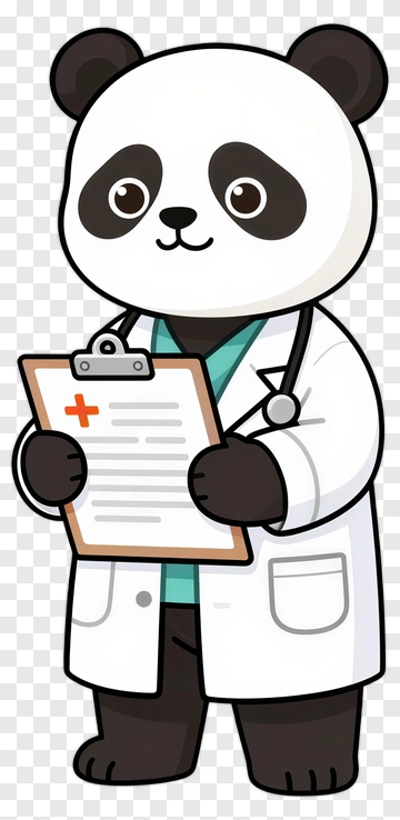 Cartoon Panda Doctor Holding A Clipboard PNG