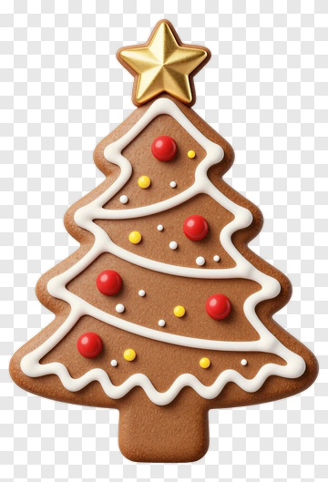 Gingerbread Christmas Tree With Star Decoration PNG