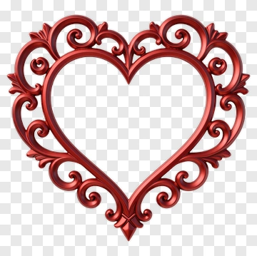Ornate Red Heart Frame PNG