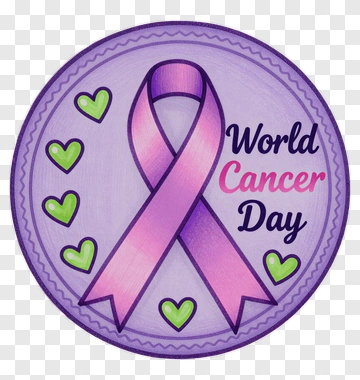 World Cancer Day Ribbon With Hearts PNG